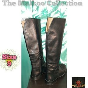 Zara Chocolate Knee High Leather Boots Toffee inte